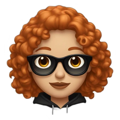 A freckled redhead wearing a black hoodie and Y2K sunglasses. sticker