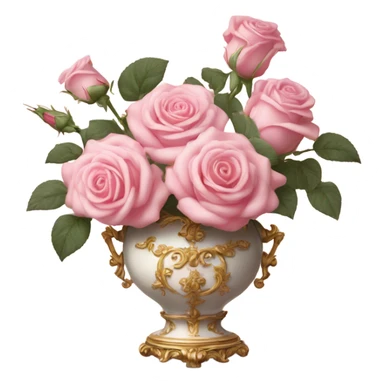 Roses in soft pink rococo vase sticker