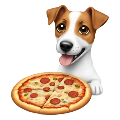 Jack Russell terrier eating pizza sticker