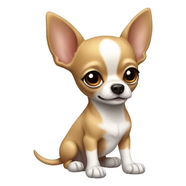 Little Chihuahua with a white stripe on forehead and big pointy ears and a little bit of white on chest and white feet going up to ankles  sticker