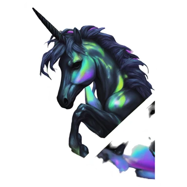 .Zombie_ Vaporwave black holographic oilslick zombie unicorn yellow caution tape graffiti Pegasus  sticker