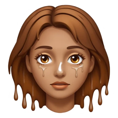 Brown Hair Woman , white paint , drip, face, hot sticker