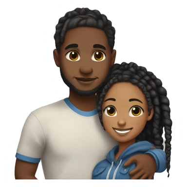 Realistic black girl with box braids and light skin boy with short curly hair and a short beard hugging sticker