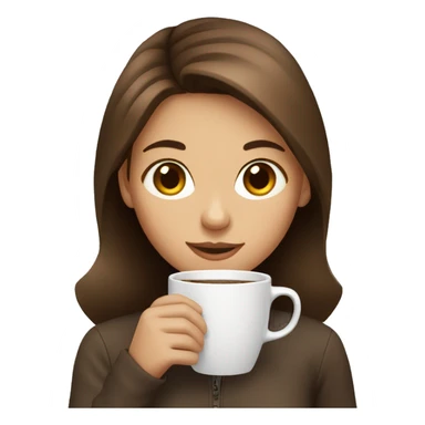 Girl with brown hair, drinking coffee sticker