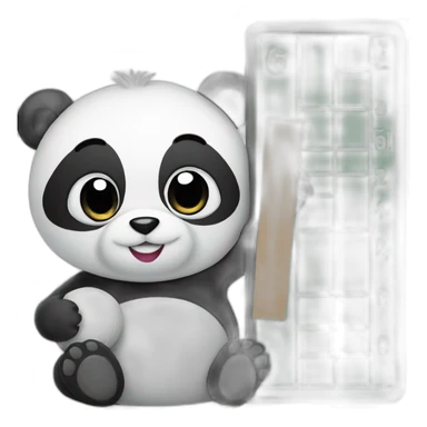 a panda holding a scoreboard with a 0 on it sticker