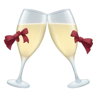 Two glasses of champagne cheering with burgundy bows sticker