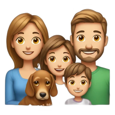 husband with wife, two sons and dog and cat sticker