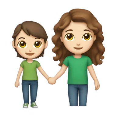 Girl with Brown Hair and Green eyes Holding Hands with Boy with Brown hair and Brown eyes  sticker
