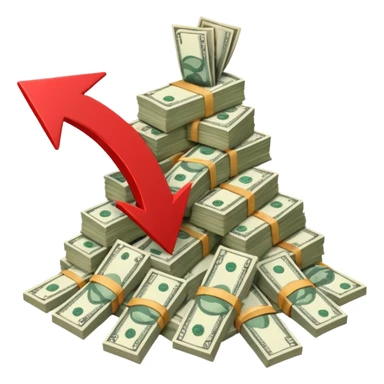 a pile of money with red arrow up with a strategy paper background sticker