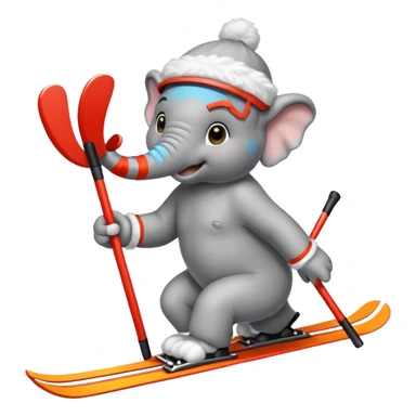 skiing elephant sticker