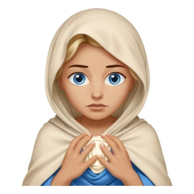 blue eyed desert woman cowered with creme cloth sticker