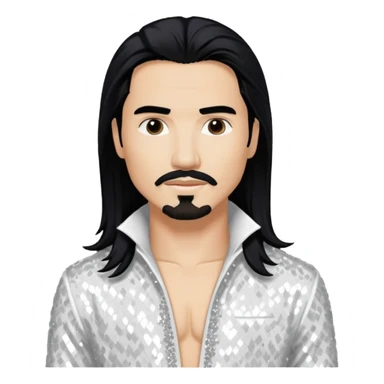 Kevin Richardson from Backstreet Boys with long black hair, white sequin outfit sticker