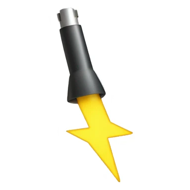 electricity emoji, like shooting forward, in a straight line from right to left, cartoonish style, yellow lightning sticker