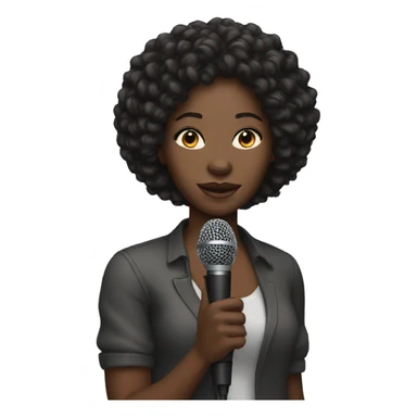 black woman holding a mic sticker
