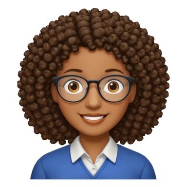 Black teacher no glasses and curly hair sticker