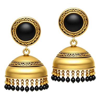 A small beautiful jhumka pair in golden black color with very  no stones design... Liie in the image.., sticker