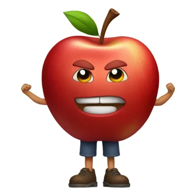 Personified red Apple with arms and legs sticker
