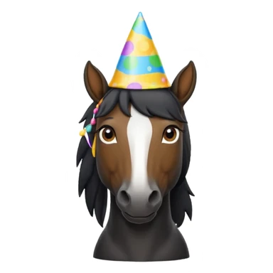 black horse in t shirt with party hat front view sticker
