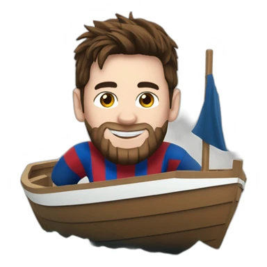 Messi dans un bateau sticker