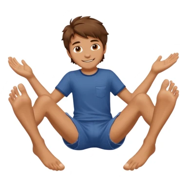 barefooted boy with messy hair spreading his legs  sticker