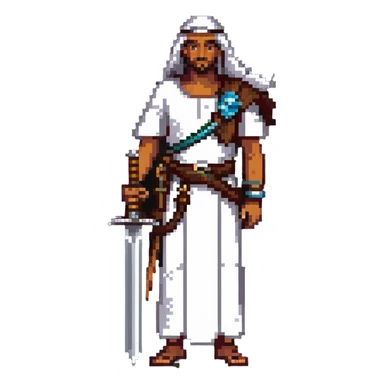 ancient Arab man with a sword on his shoulder sticker