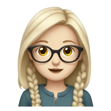 Pale girl with glasses holding a cat sticker