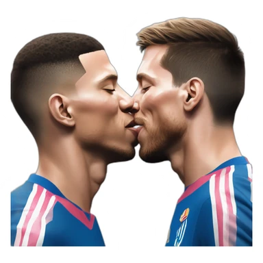 Mbappé kissing Messi sticker