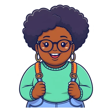 Fat black girl with gap tooth and glasses photographer natural hair sticker