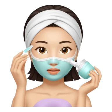 Asian women doing facial mask beauty sticker