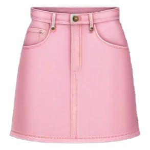 Realistic A-line high waisted pink denim skirt, isolated sticker