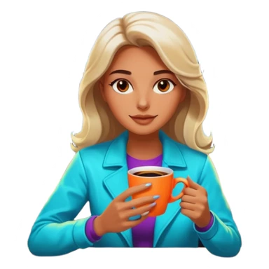 Woman with coffee , coffe shop with  neon glow, Midnight Wander. negative transparency . sticker