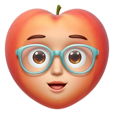 A 3D cartoon transparent peach-coral spectacle with subtle shine and curved frame edges, isolated on soft plain background, Memoji-style. sticker