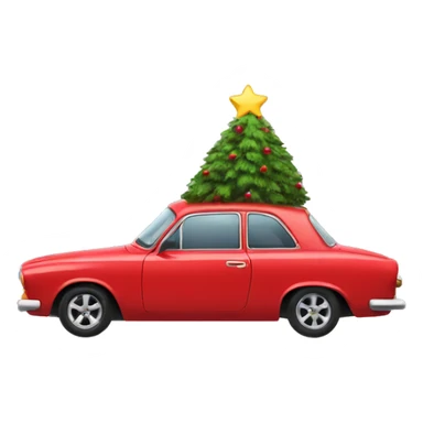 Red car with christmas tree on the top sticker