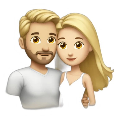 in love caucasian couple brownhear man, blonde woman sticker