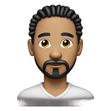 lightskin man with black goatee and mustache and black twists dreads that are long down to his chin with giant eyeballs sticker