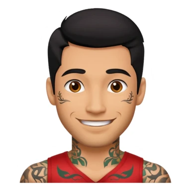 A man in tattoos handsome with flirty smile till legs black hair, bristle  sticker