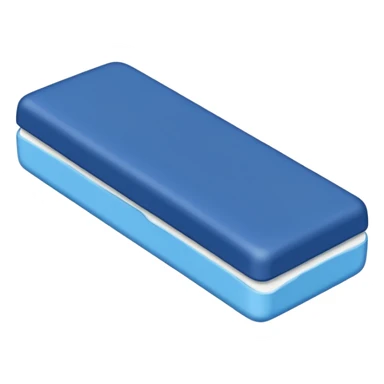 A single white eraser with dark blue and light blue wrapper sticker