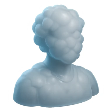 A person from the shoulders up, entirely composed of fluffy white convex clouds sticker
