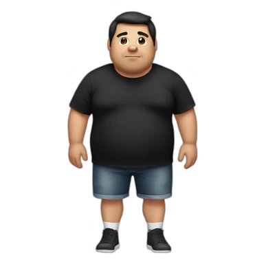 fat guy in a black T-shirt with black hair sticker