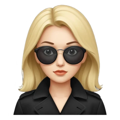 woman in black trenchcoat and matrix sunglasses sticker