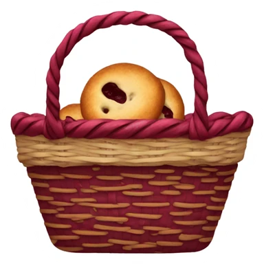 baked goods basket in burgundy color sticker