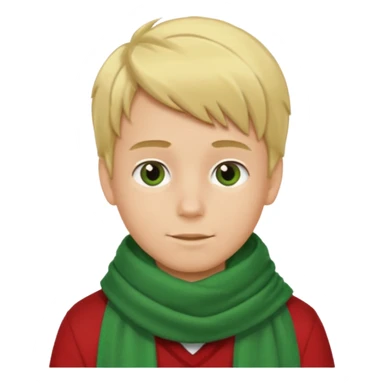 blonde hair boy, green scarf sticker
