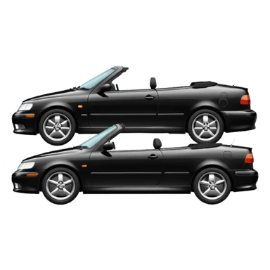 Une saab 9-3 1999 cabriolet noir de profil sticker