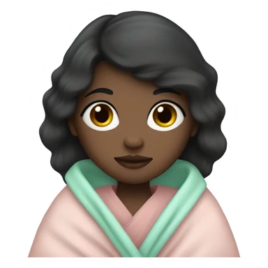 dark hair girl with blush under a mint blanket  sticker