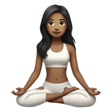Girl with black hair and light skin doing yoga sticker