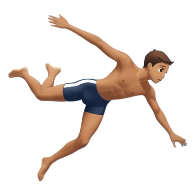 A person mid-air after jumping off a diving board, body slightly tense but moving forward. Below them, a pool labeled "Confidence", with ripples forming. A subtle 5-4-3-2-1 on the diving board shows they took the leap despite fear. sticker