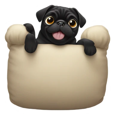 Black pug lying on her back with feet in the air sticker