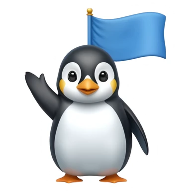 green flag with a blue realistic penguin sticker