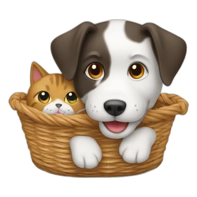 Chien et chat dans un panier sticker