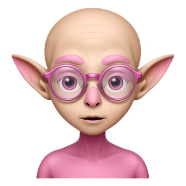pink alien with glasses sticker